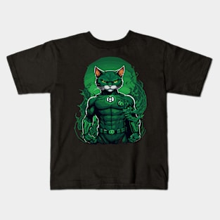 Green cat Kids T-Shirt